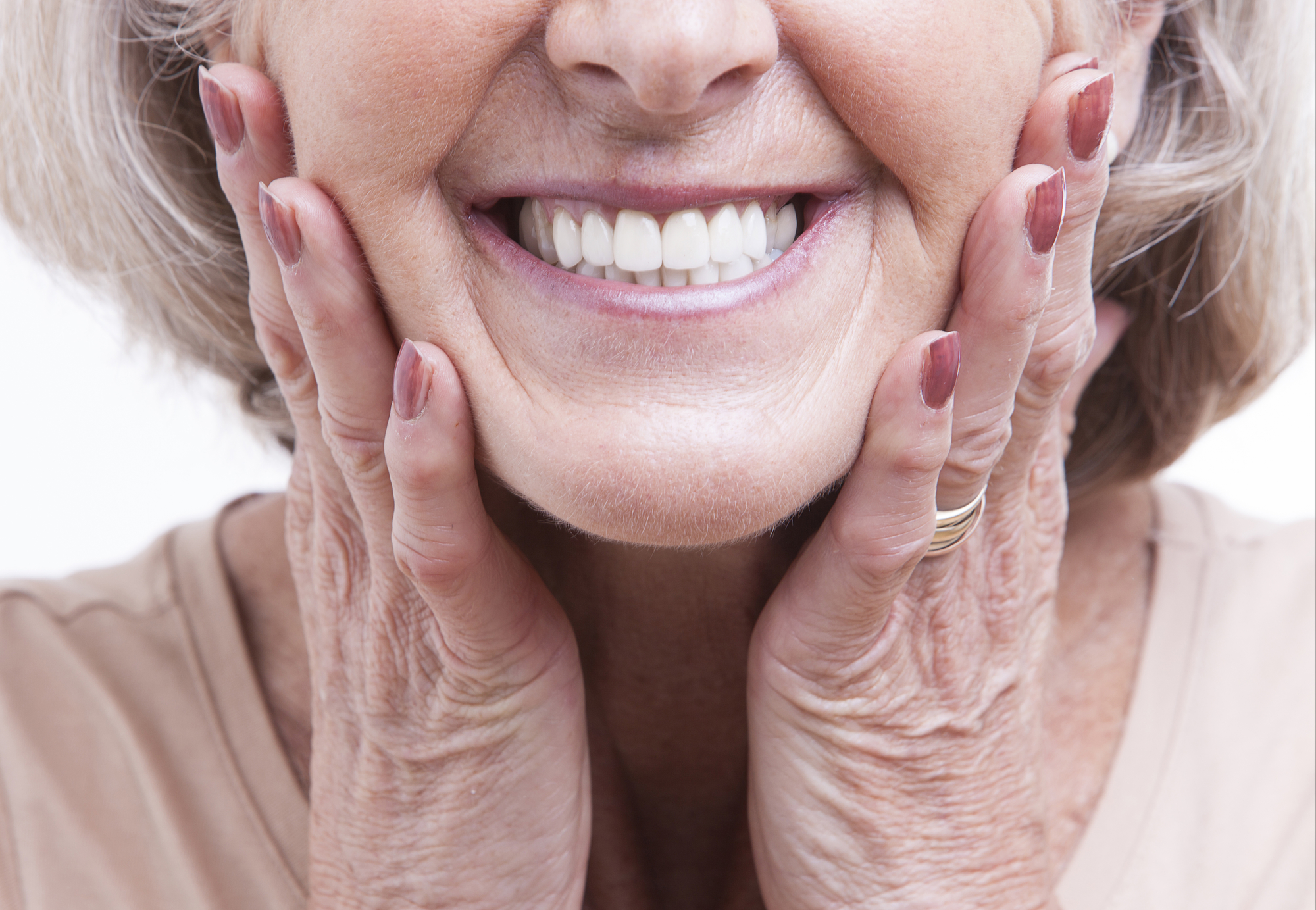 Close Up Of Older Woman Smiling With Dentures Duncan OK Dentist