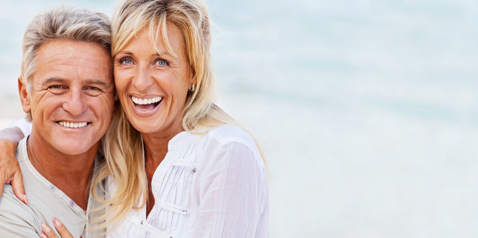 happy couple on beach