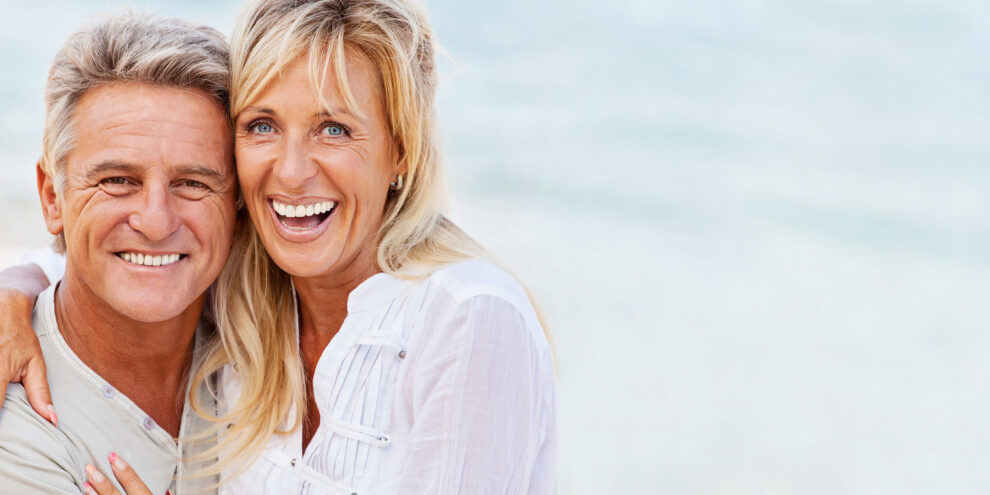 happy couple on beach