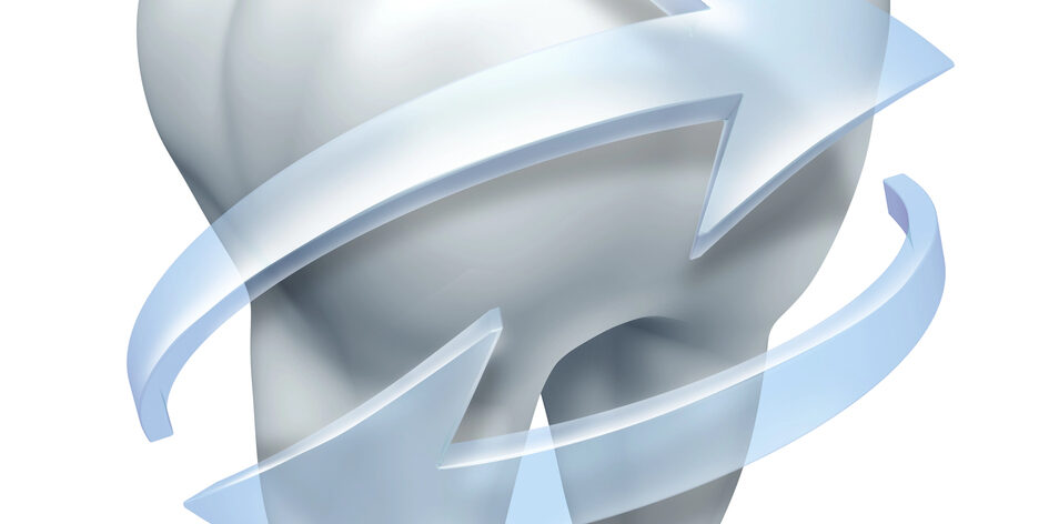 tooth with arrows showing protective enamel to prevent cavities